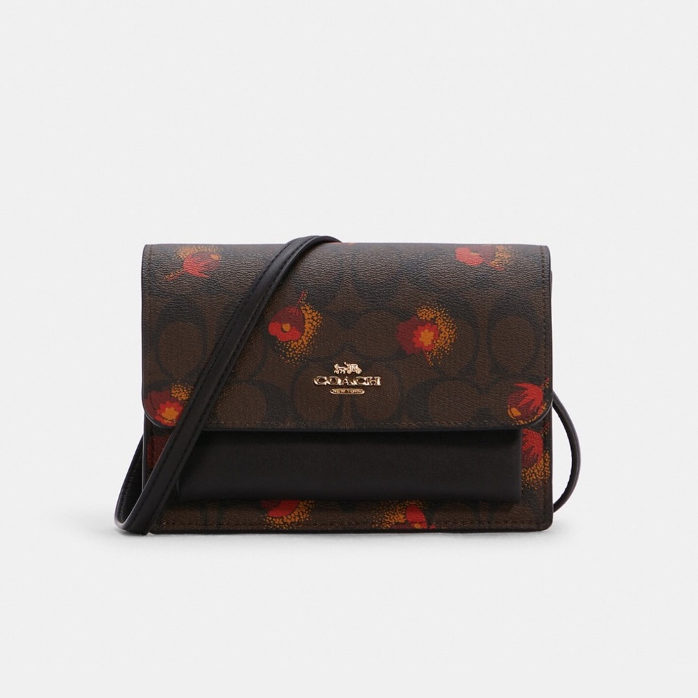 Foldover Coach Belt Bag In Signature Canvas With Pop Floral Print